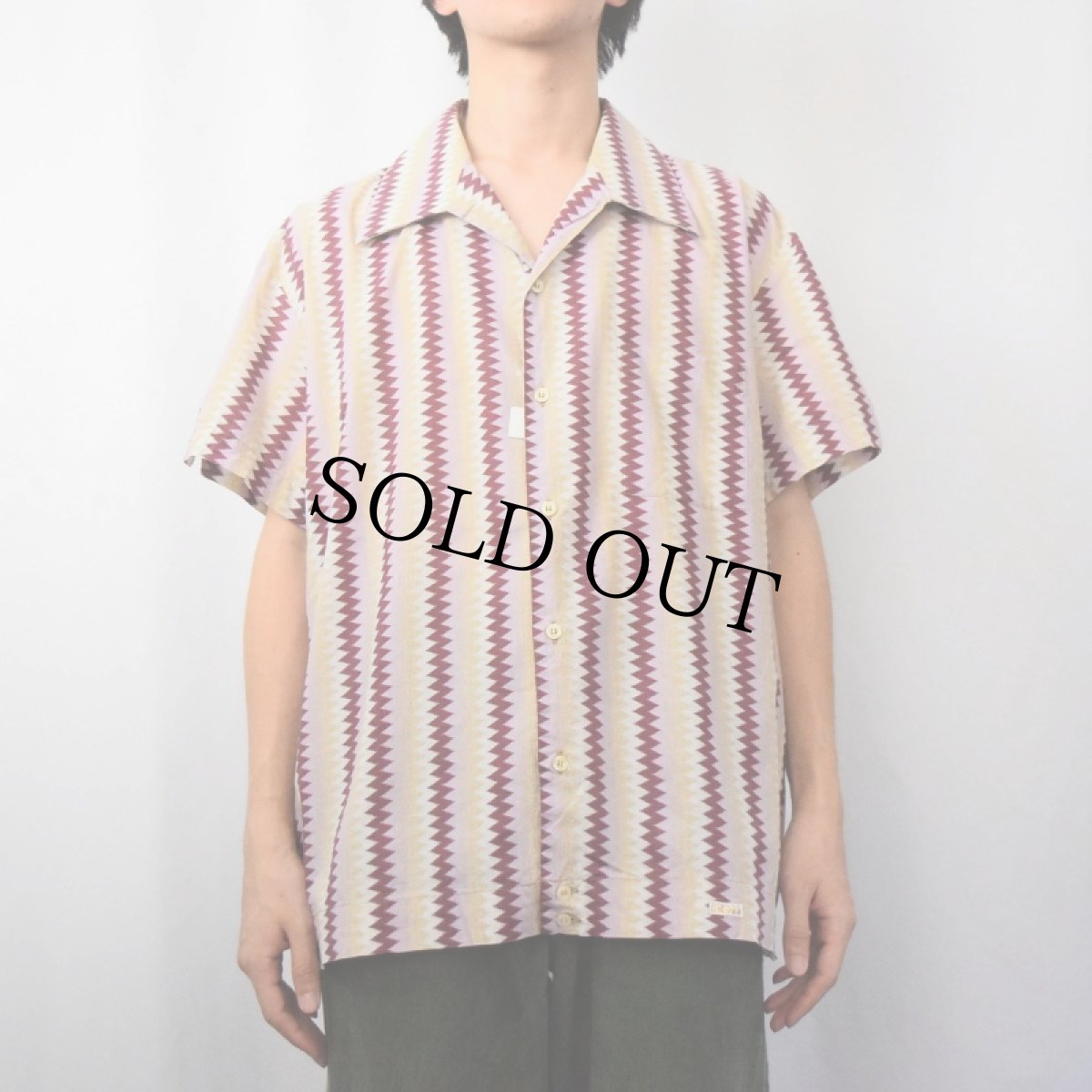 画像2: 90's〜 DIESEL ITALY製 ストライプ柄 オープンカラーコットンシャツ XXL (2)