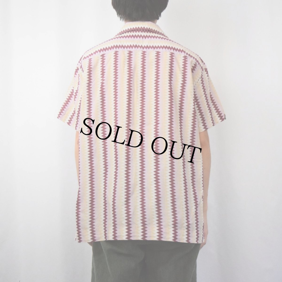 画像3: 90's〜 DIESEL ITALY製 ストライプ柄 オープンカラーコットンシャツ XXL (3)