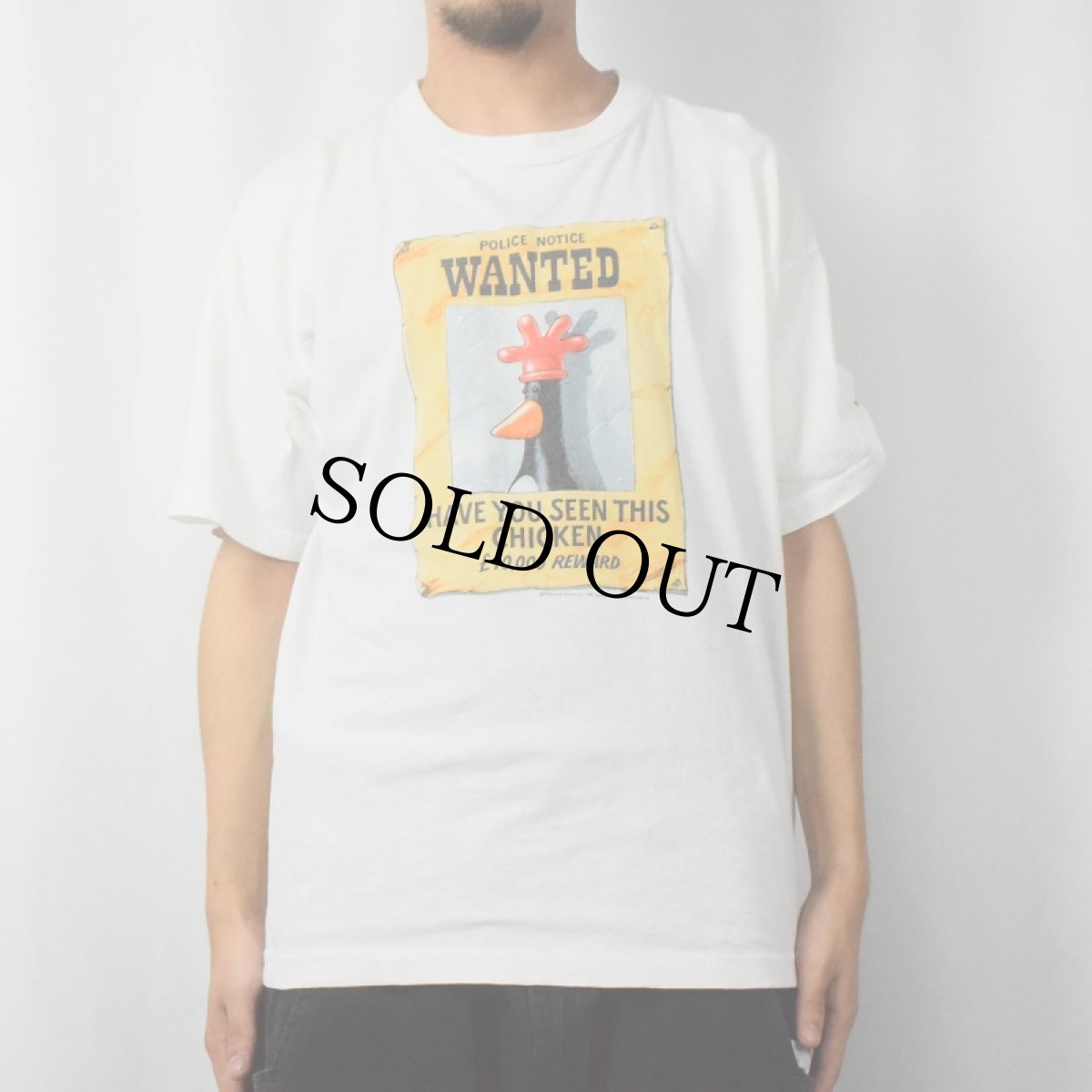 画像2: 90's WALLACE & GROMIT "Feathers McGraw" アニメキャラクタープリントTシャツ XL (2)