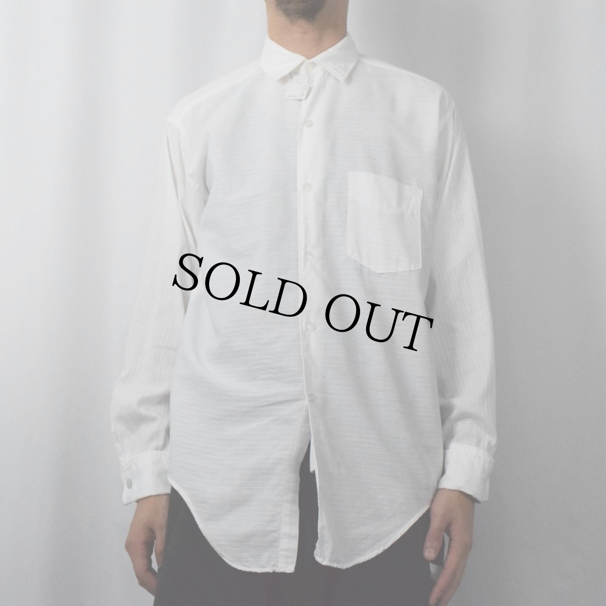 画像2: 〜60's barrie ボーダー柄織り ダブルカフス コットンドレスシャツ (2)