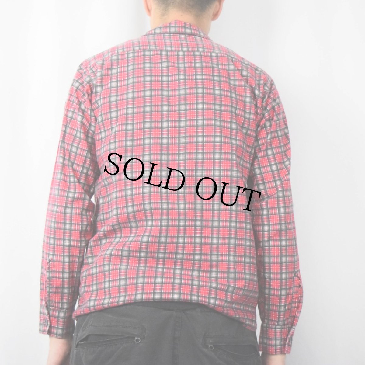 画像3: 60's Town Topic チェック柄プリント コットンオープンカラーシャツ S (3)