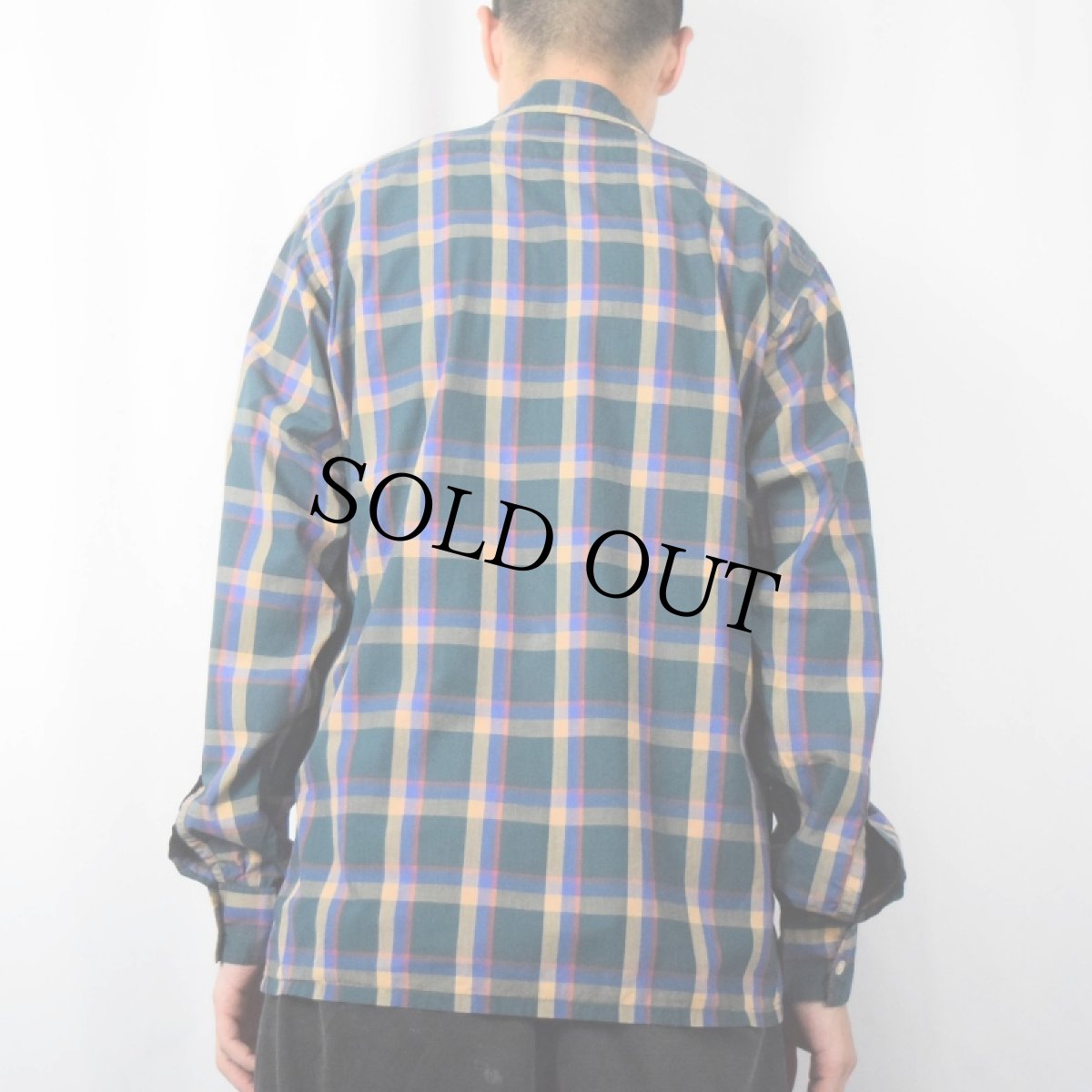 画像3: 60's IMPORTED SUXWELL GINGHAM チェック柄 オープンカラーコットンシャツ M (3)