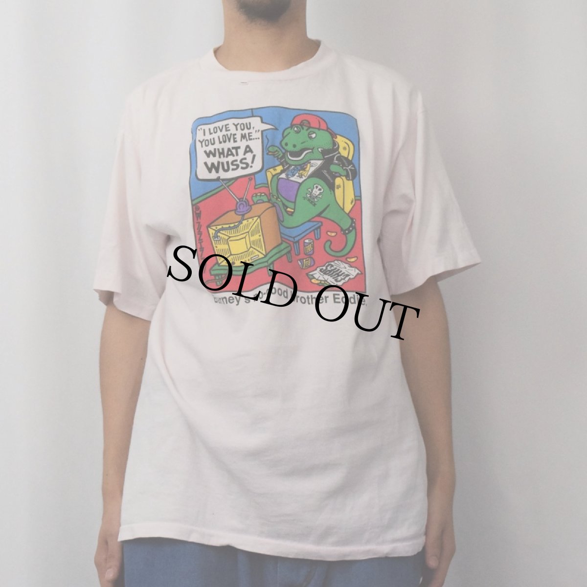 画像2: 90's John Baynham USA製 "Barney's no-good brother Eddie" イラストプリントTシャツ XL (2)