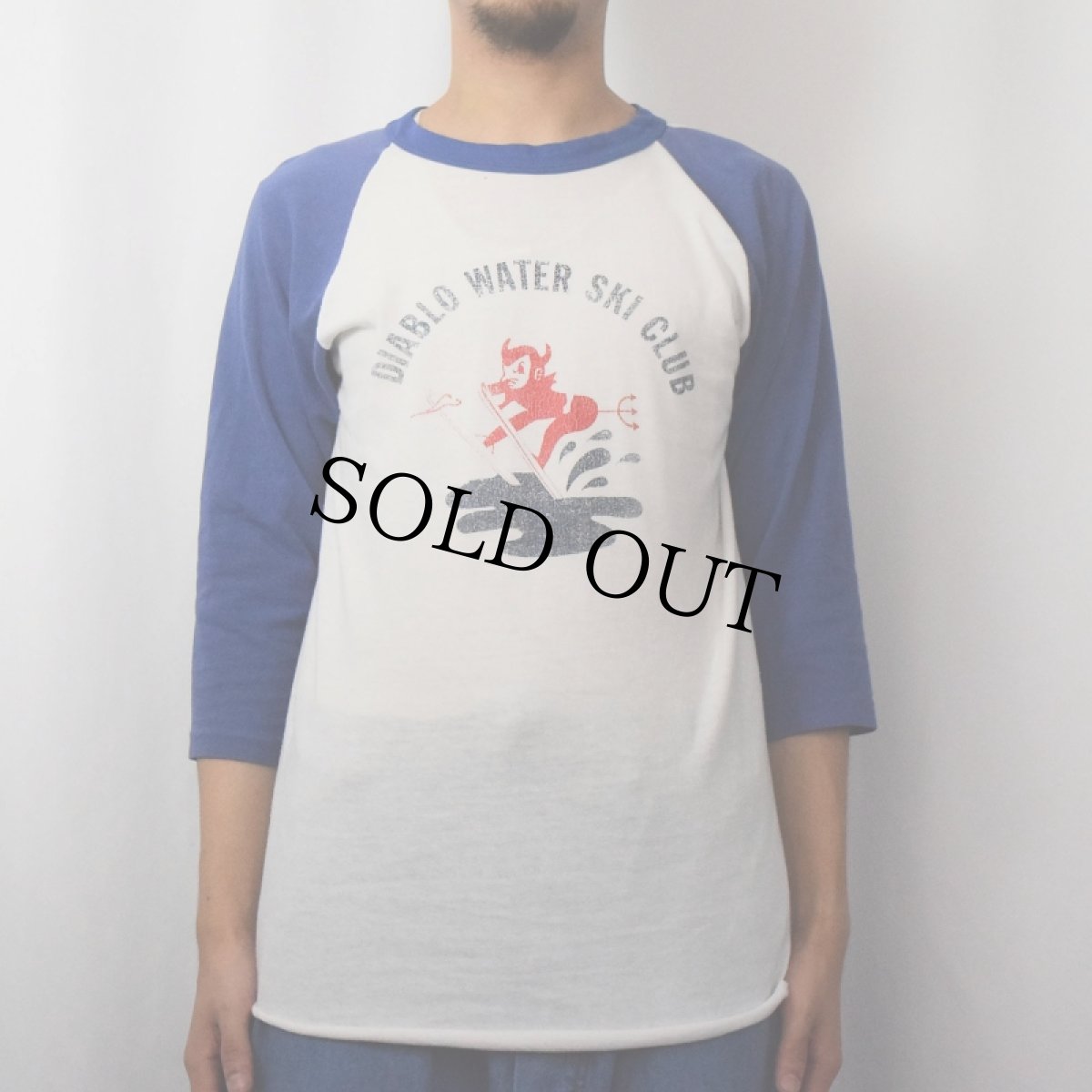 画像2: 70's RUSSELL ATHLETIC USA製 "DIABLO WATER SKI CLUB" プリントラグランTシャツ L (2)