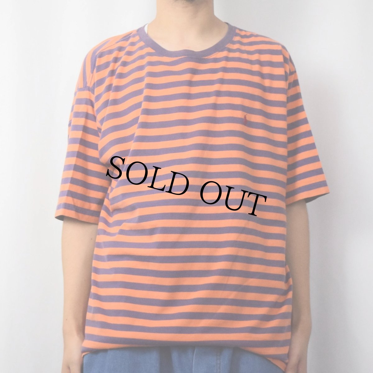 画像2: 90's POLO Ralph Lauren ボーダー柄 ロゴ刺繍Tシャツ XXL (2)