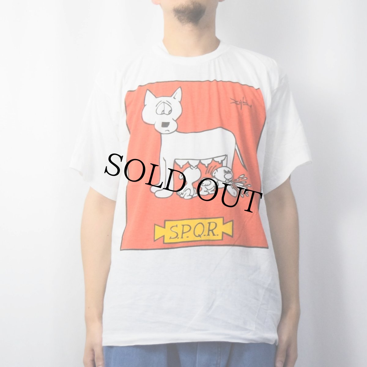 画像2: 【SALE】 90's S.P.Q.R. "Romulus and Remus" ローマの建国神話 シュールイラストプリントTシャツ XL (2)