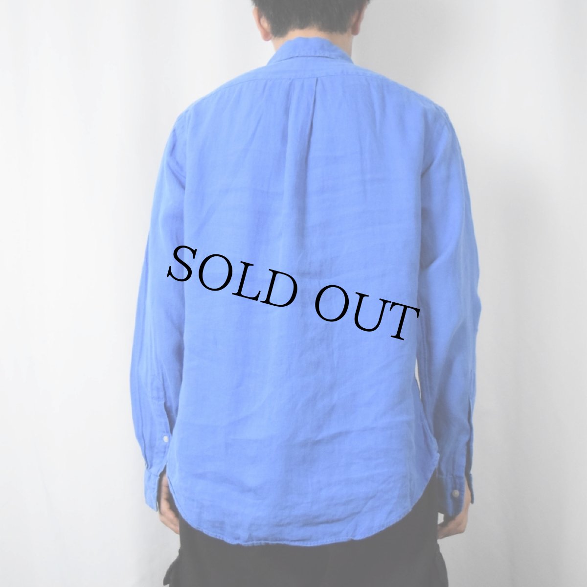 画像3: Ralph Lauren "SLIM FIT" ロゴ刺繍 リネンボタンダウンシャツ M (3)