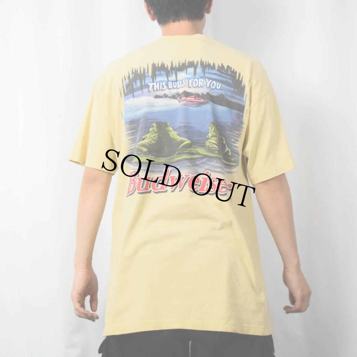 画像4: 90's Budweiser USA製 ビールメーカー カエルプリントTシャツ L (4)