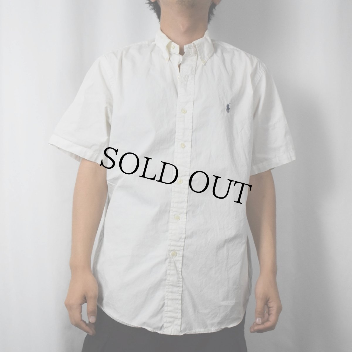 画像2: POLO Ralph Lauren "CUSTOM FIT" ロゴ刺繍 コットンボタンダウンシャツ L (2)