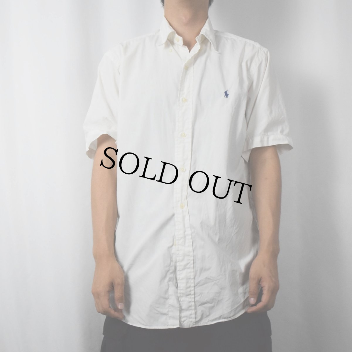 画像2: Ralph Lauren "CLASSIC FIT" ロゴ刺繍 コットンボタンダウンシャツ M (2)