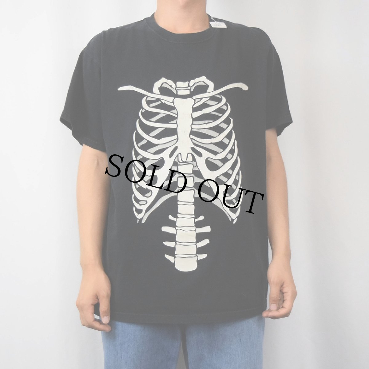 画像2: 人体骨格騙し絵 プリントTシャツ BLACK XL (2)