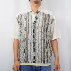 画像2: 【SALE】 signe incognito ニット切り替え リネンポロシャツ S (2)