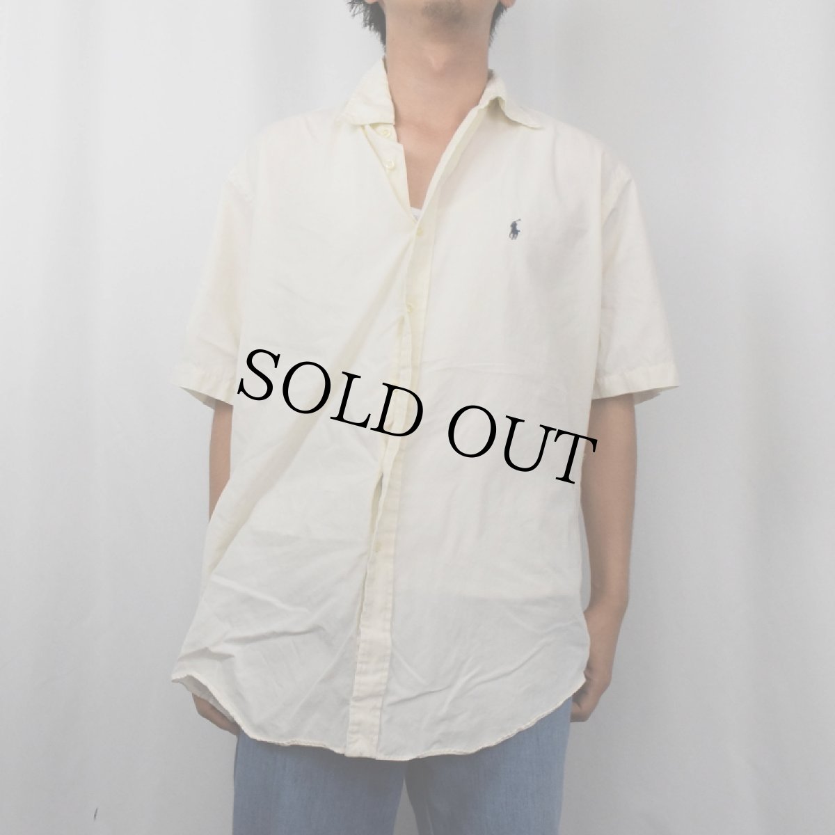 画像2: Ralph Lauren "BLAKE" ロゴ刺繍 2PLY コットンボタンダウンシャツ M (2)