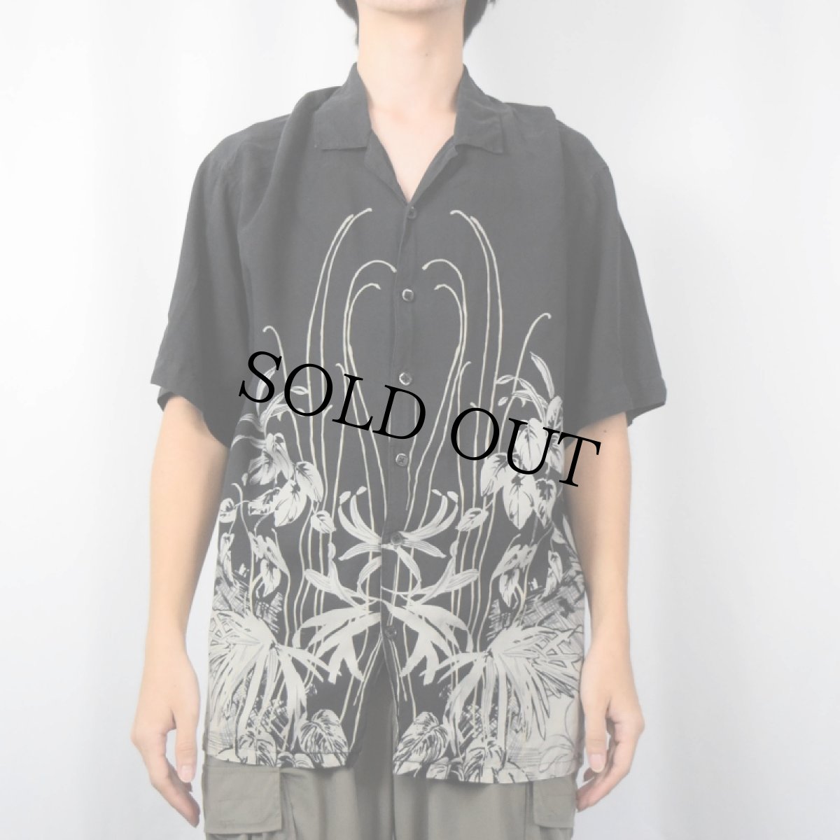 画像2: J.Ferrar ホリゾンタルパターン シルクアロハシャツ L (2)