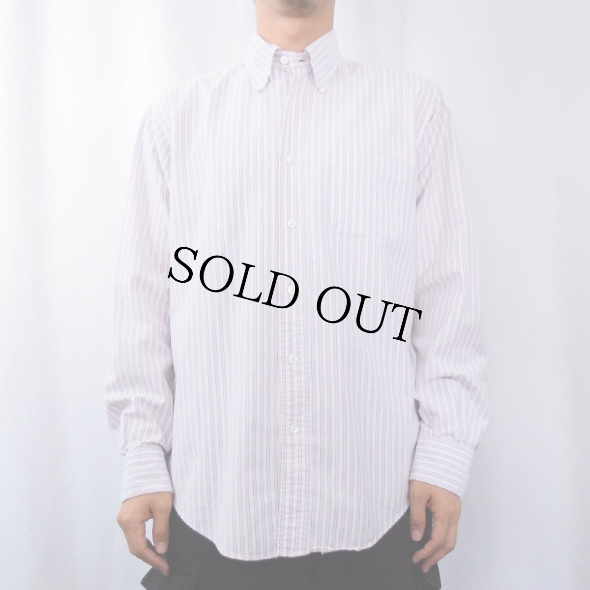 画像2: Brooks Brothers USA製 ストライプ柄 コットンボタンダウンシャツ M (2)