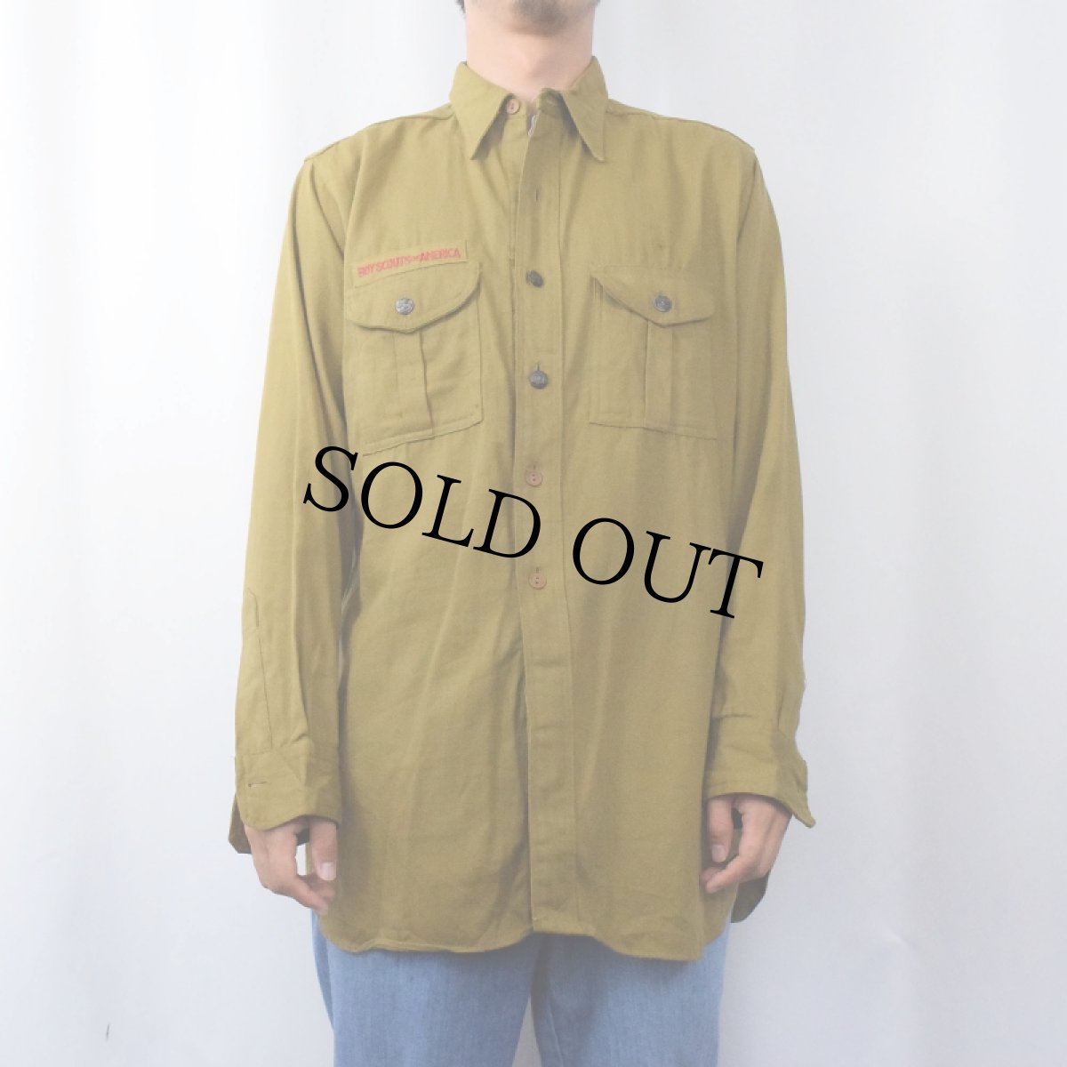 画像2: 40〜50's BOY SCOUTS OF AMERICA チェンジボタン コットンツイルシャツ (2)