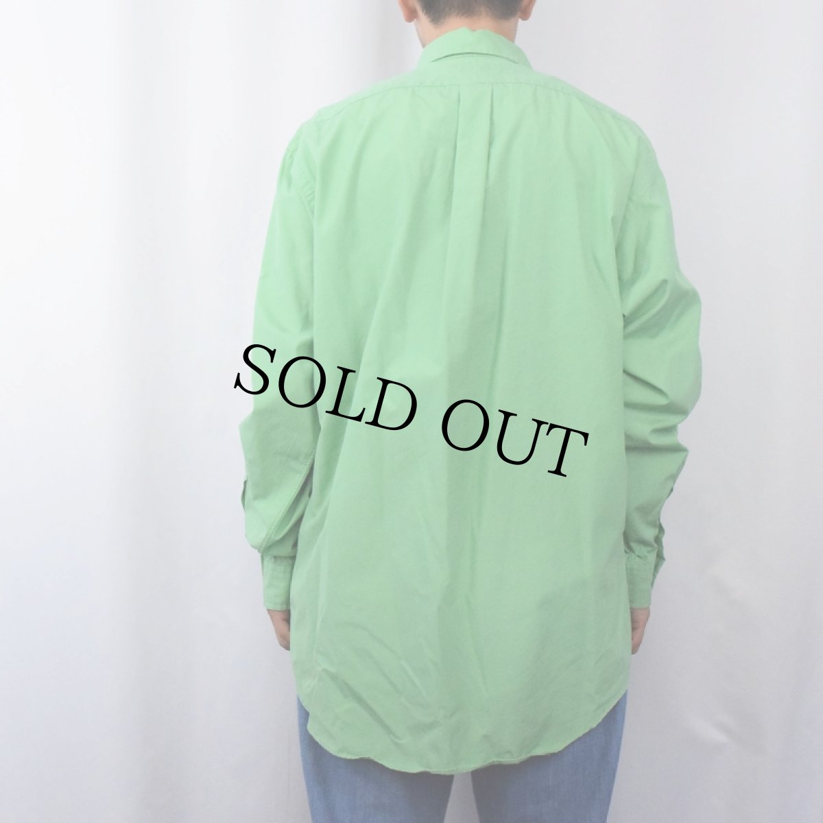 画像3: Ralph Lauren "CLASSIC FIT" ロゴ刺繍 コットンボタンダウンシャツ L (3)