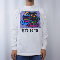 画像2: 【SALE】 90's USA製 "LET'S DO TEA" イラストプリントロンT L (2)
