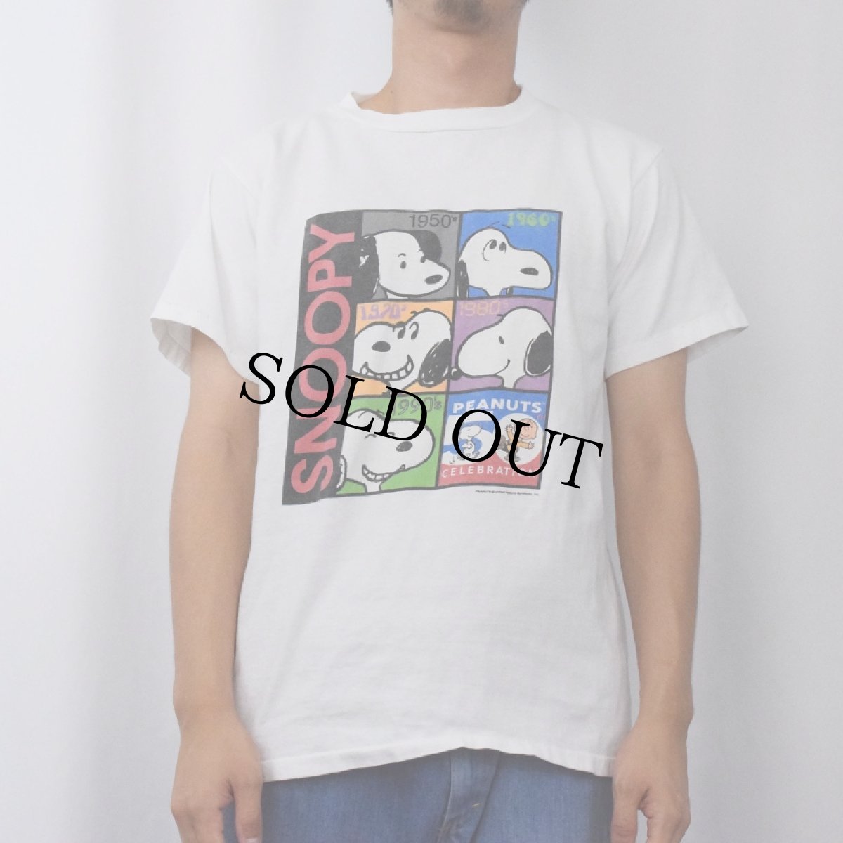 画像2: 90's SNOOPY USA製 "PEANUTS 50 CELEBRATION" キャラクタープリントTシャツ M (2)