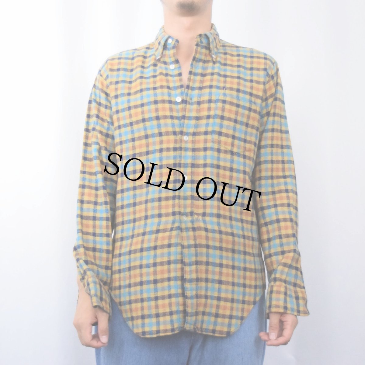 画像2: 【SALE】 70's McGREGOR "NO IRON" チェック柄織 ボタンダウンシャツ M (2)