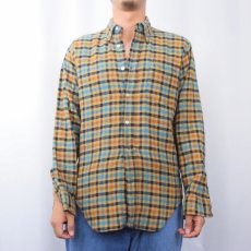画像2: 【SALE】 70's McGREGOR "NO IRON" チェック柄織 ボタンダウンシャツ M (2)