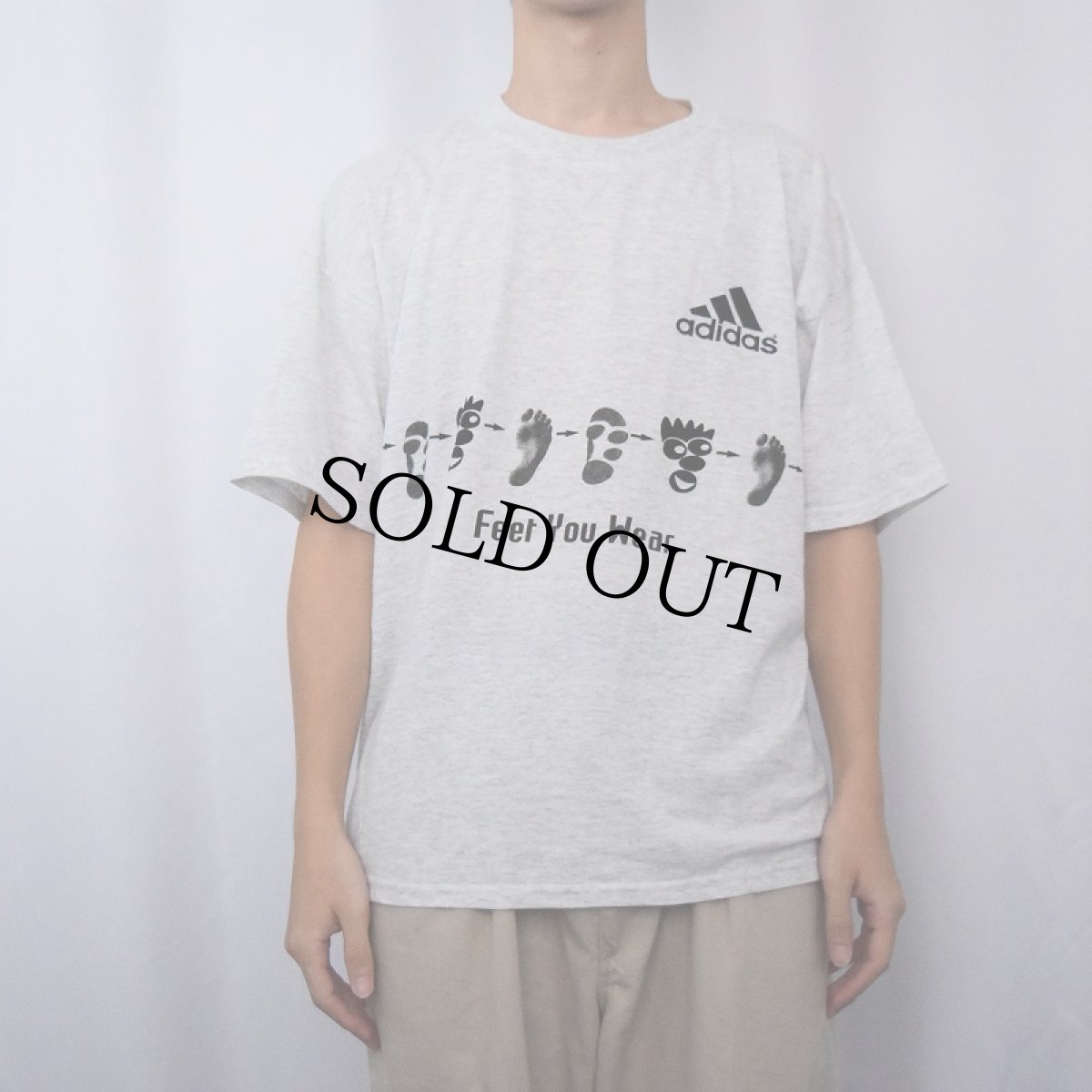 画像2: 90's〜 adidas "Feet You Wear" プリントTシャツ L (2)