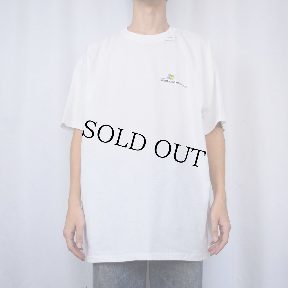 画像2: 2000's Microsoft Windows "Server 2003" コンピューター企業 ロゴプリントTシャツ XL (2)