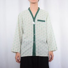 画像2: 70's Perval FRANCE製 総柄 ノーカラー ポリエステル×ビスコースシャツ SIZE3 (2)