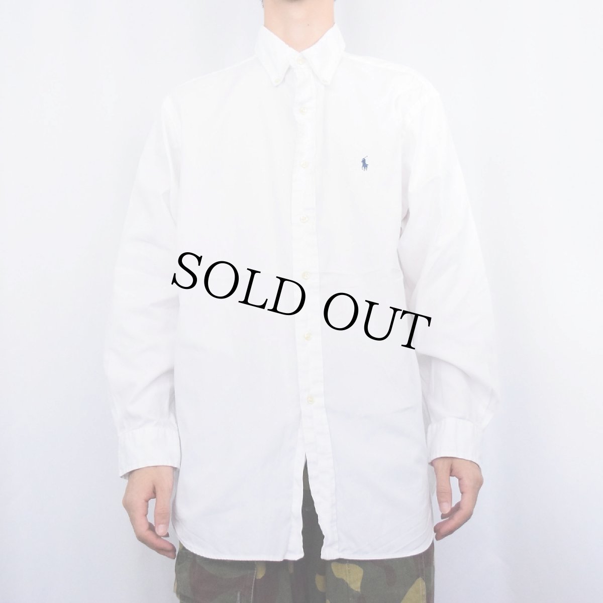 画像2: Ralph Lauren "CLASSIC FIT" ロゴ刺繍 コットンボタンダウンシャツ SIZE16 1/2 (2)