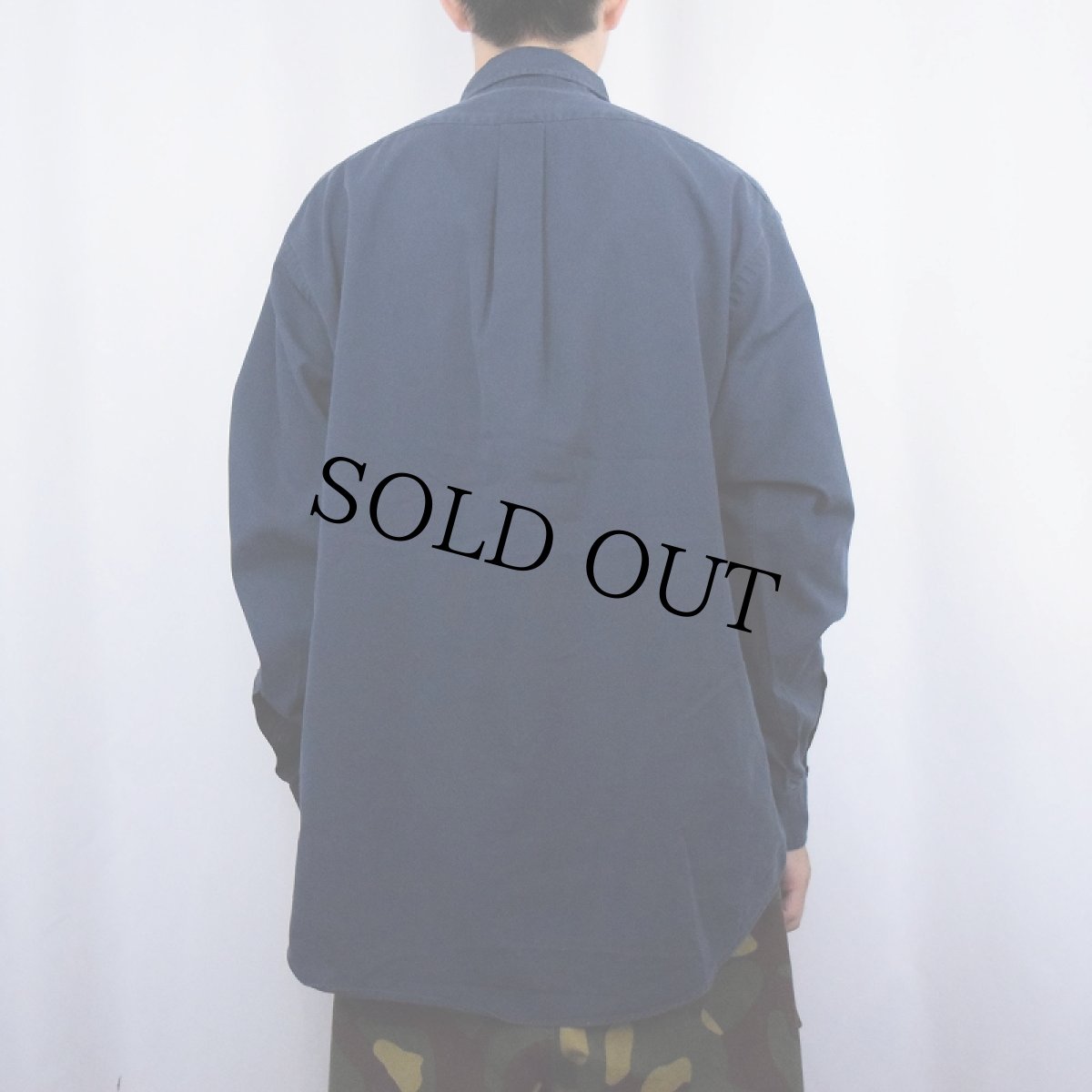 画像3: Ralph Lauren "BLAIRE" ロゴ刺繍 コットンボタンダウンシャツ NAVY M (3)