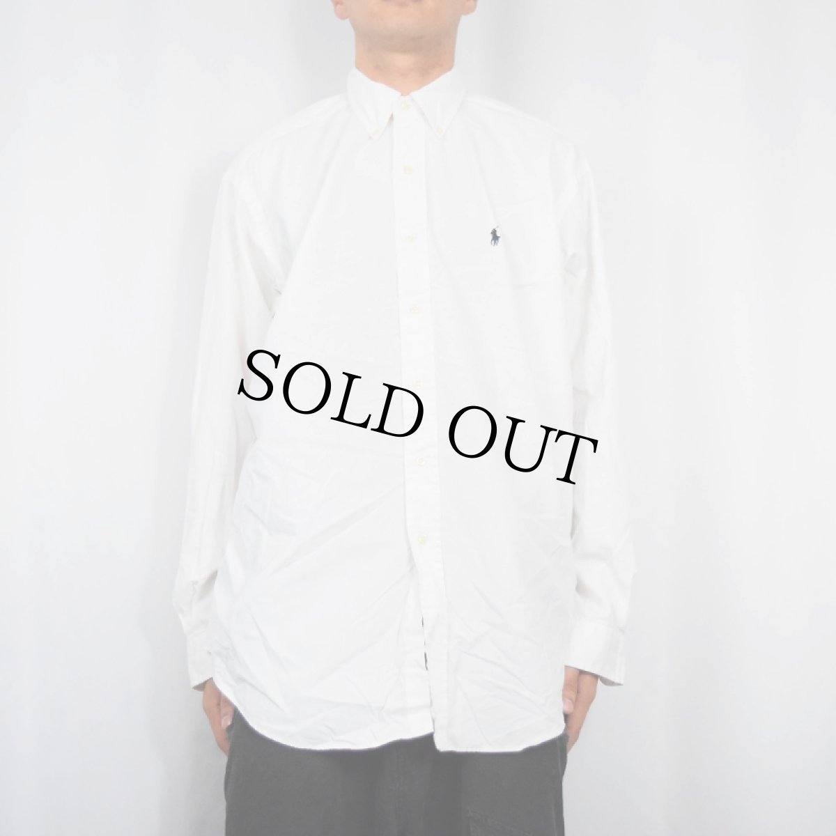 画像2: Ralph Lauren "BLAKE" ロゴ刺繍 コットンボタンダウンシャツ L (2)