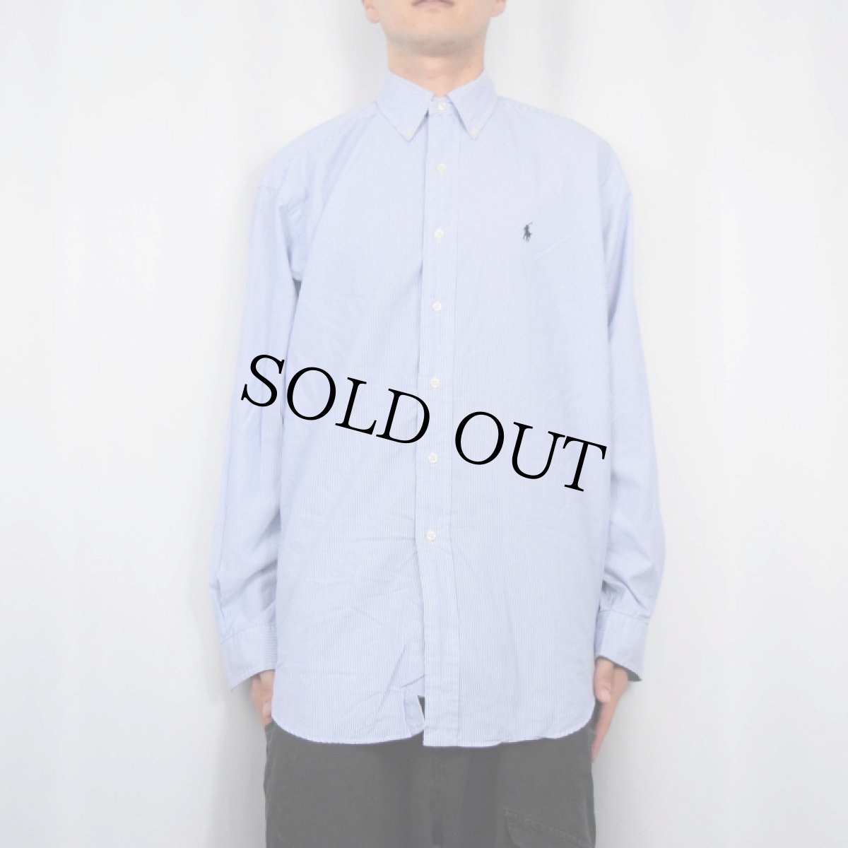 画像2: Ralph Lauren "BLAKE" ストライプ柄 コットンボタンダウンシャツ M (2)