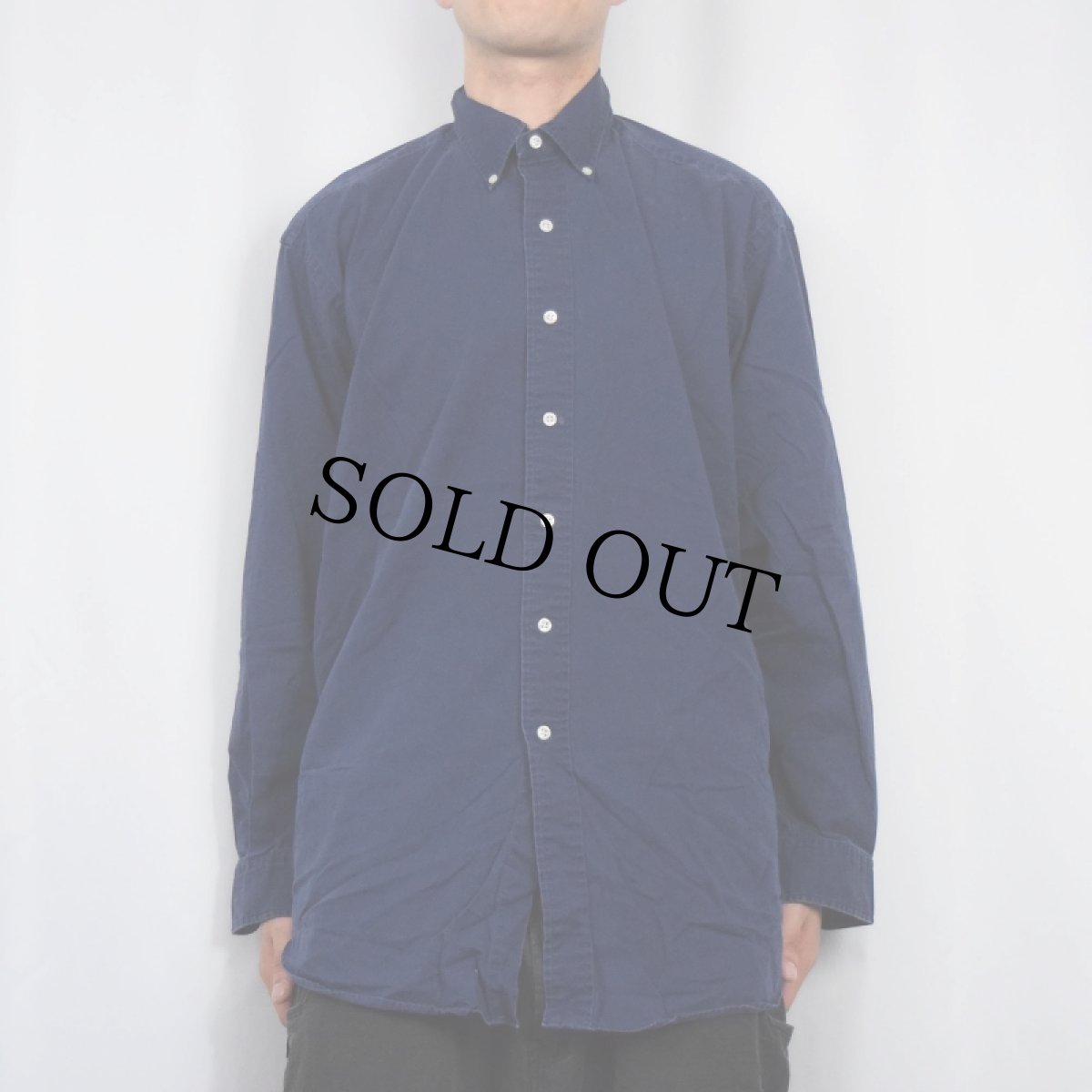 画像2: Ralph Lauren "BLAKE" ロゴ刺繍 コットンボタンダウンシャツ NAVY L (2)