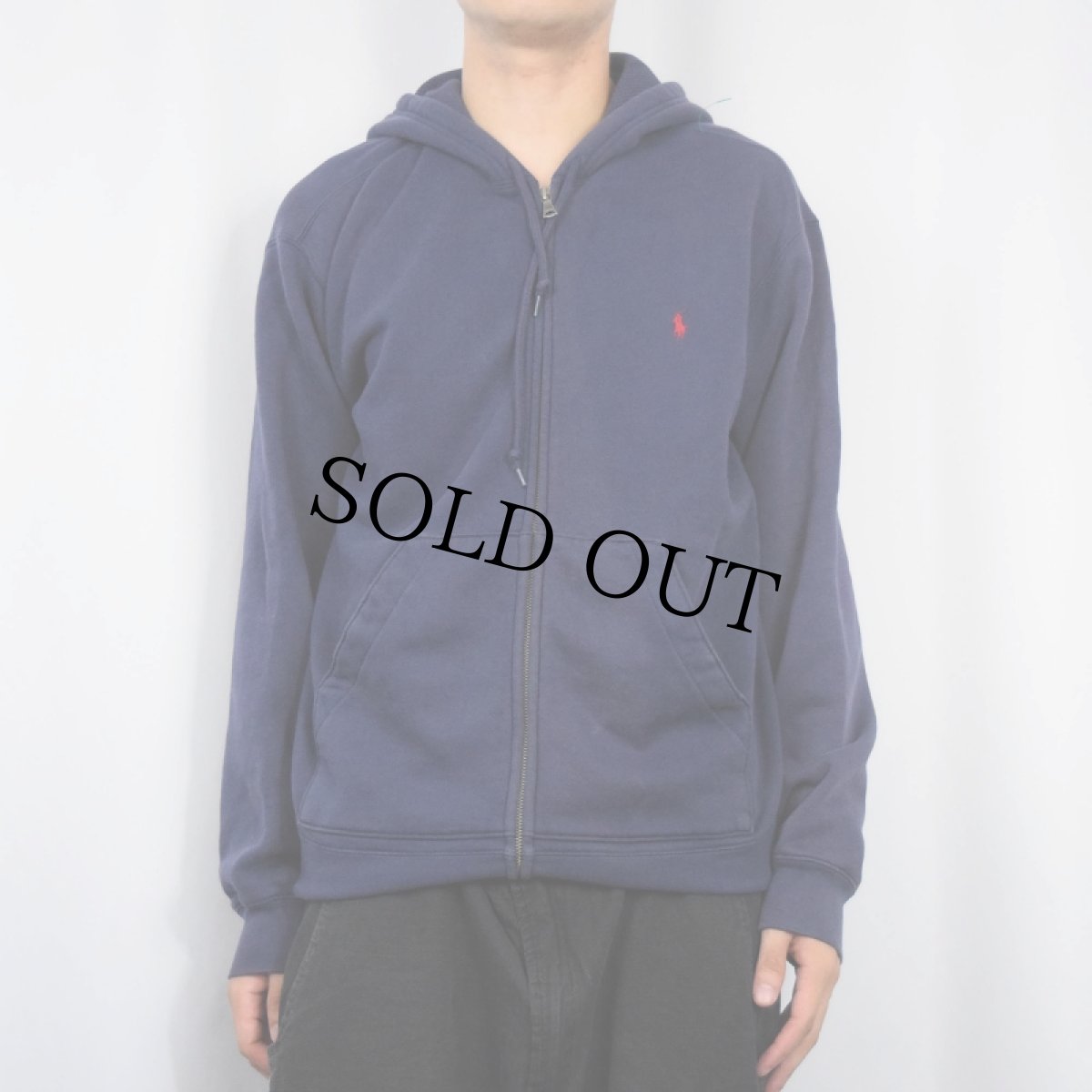 画像2: POLO Ralph Lauren ロゴ刺繍 スウェットジップパーカー NAVY M (2)