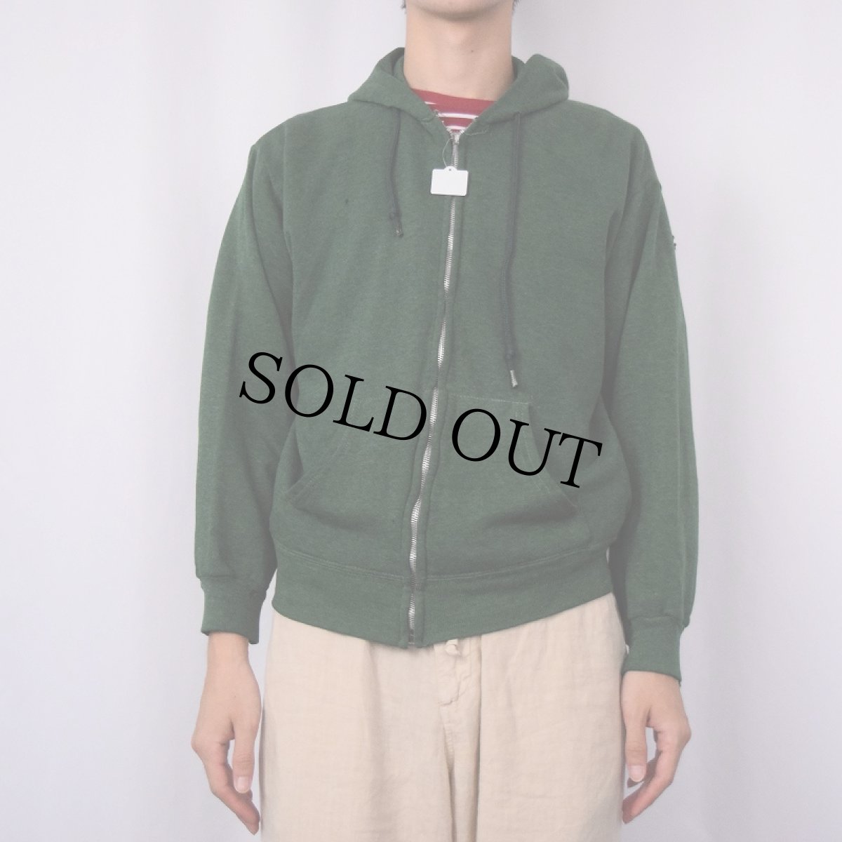 画像2: 〜80's 無地 スウェットジップパーカー M (2)