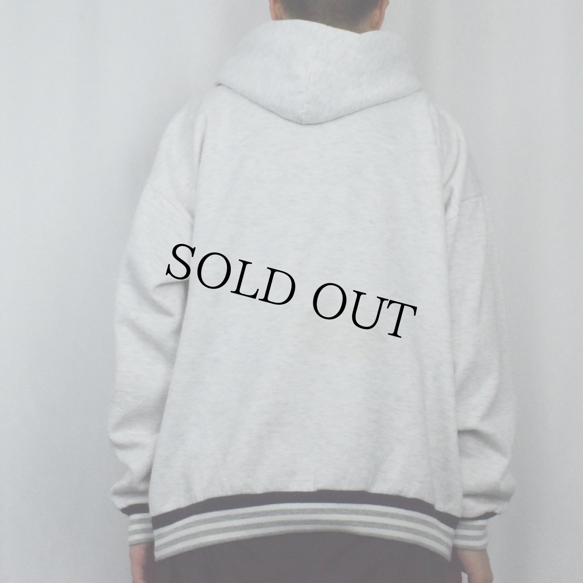 画像3: 90's NIKE 銀タグ USA製 ロゴ刺繍 リブボーダー スウェットフーディー L (3)