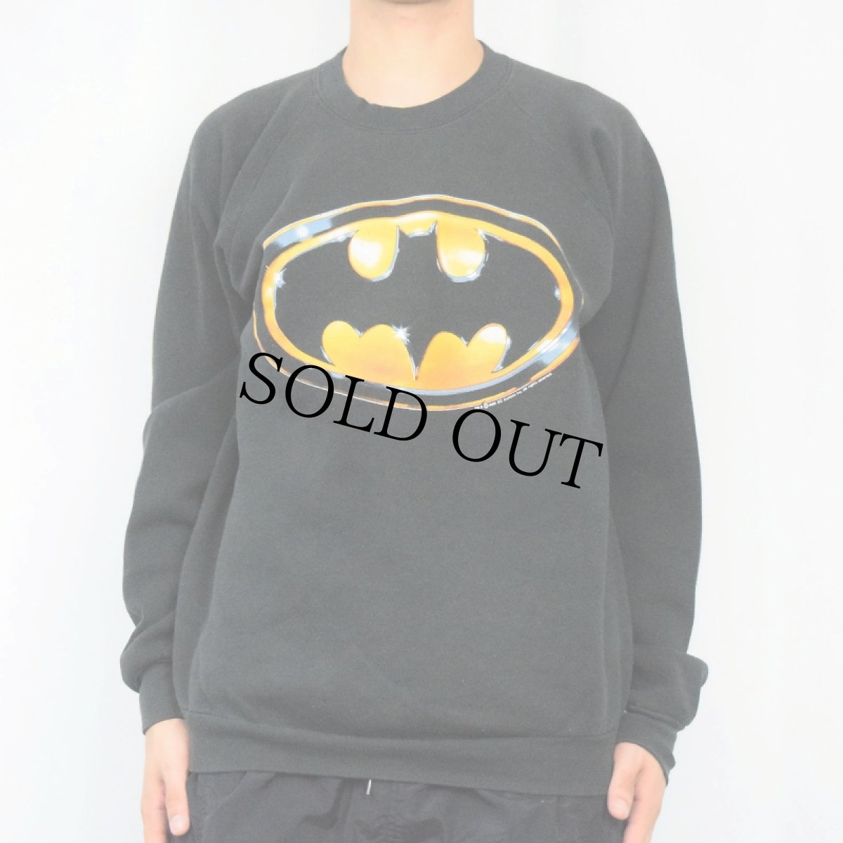 画像2: 80's DC COMICS BATMAN USA製 ロゴプリントラグランスウェット XL (2)