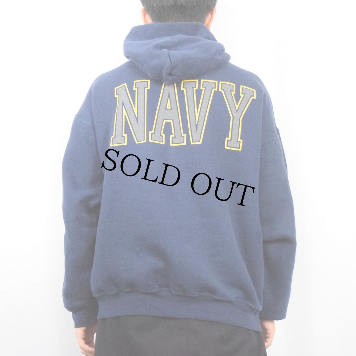 画像4: 90's SOFFE USA製 "U.S.NAVY" リフレクタープリントスウェットフーディー NAVY L (4)