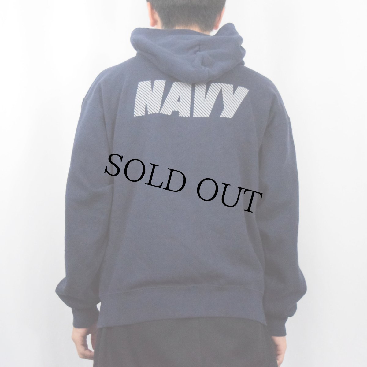 画像4: 90's U.S.NAVY USA製 "NAVY" リフレクタープリントスウェットフーディー NAVY M (4)