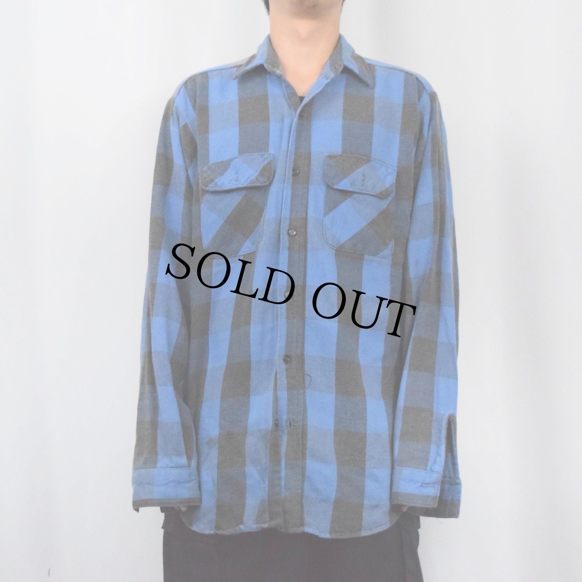 画像2: 70〜80's FIVE BROTHERS USA製 バッファローチェック柄 ヘビーネルシャツ L (2)