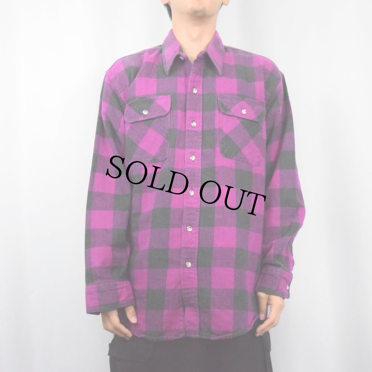 画像2: 80〜90's ST JOHN'S BAY USA製 バッファローチェック柄 ヘビーネルシャツ XL (2)