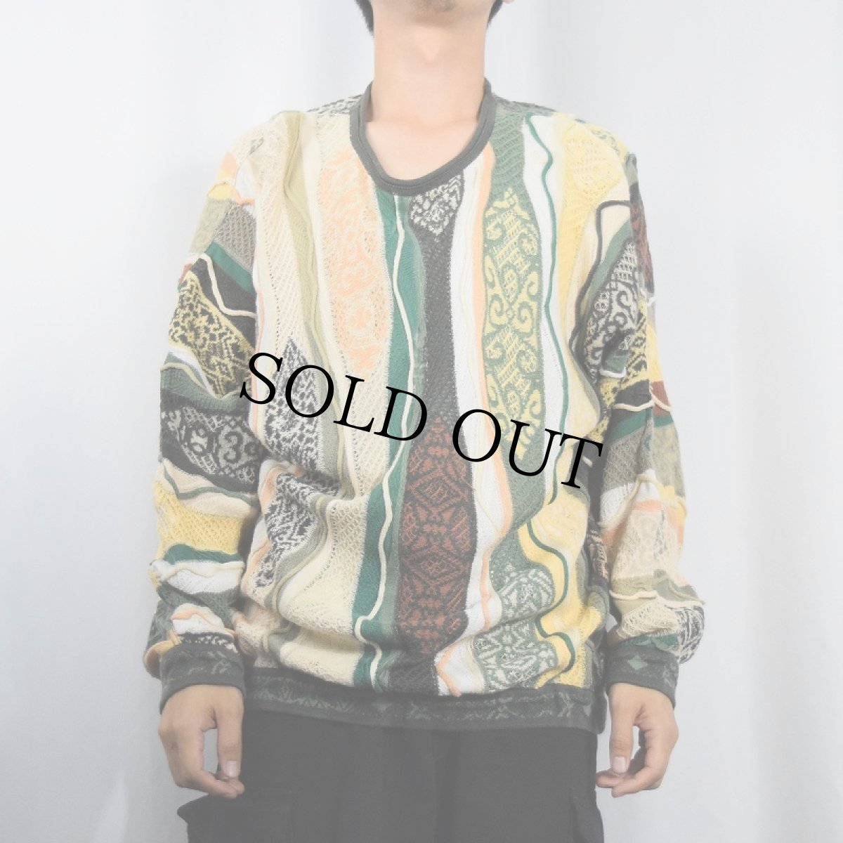 画像2: 90's COOGI AUSTRALIA製 3Dコットンニットセーター L (2)