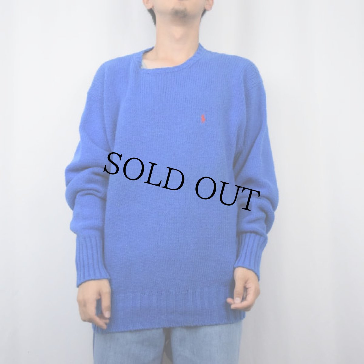 画像2: POLO Ralph Lauren ロゴ刺繍 コットンニットセーター M (2)