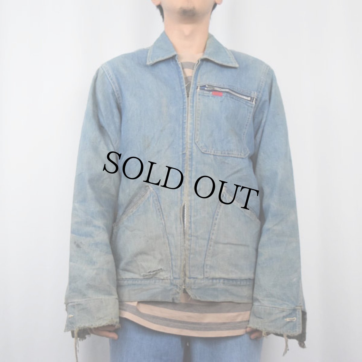 画像2: 70's BIG SMITH キルティングライナー デニムワークジャケット SIZE40 (2)