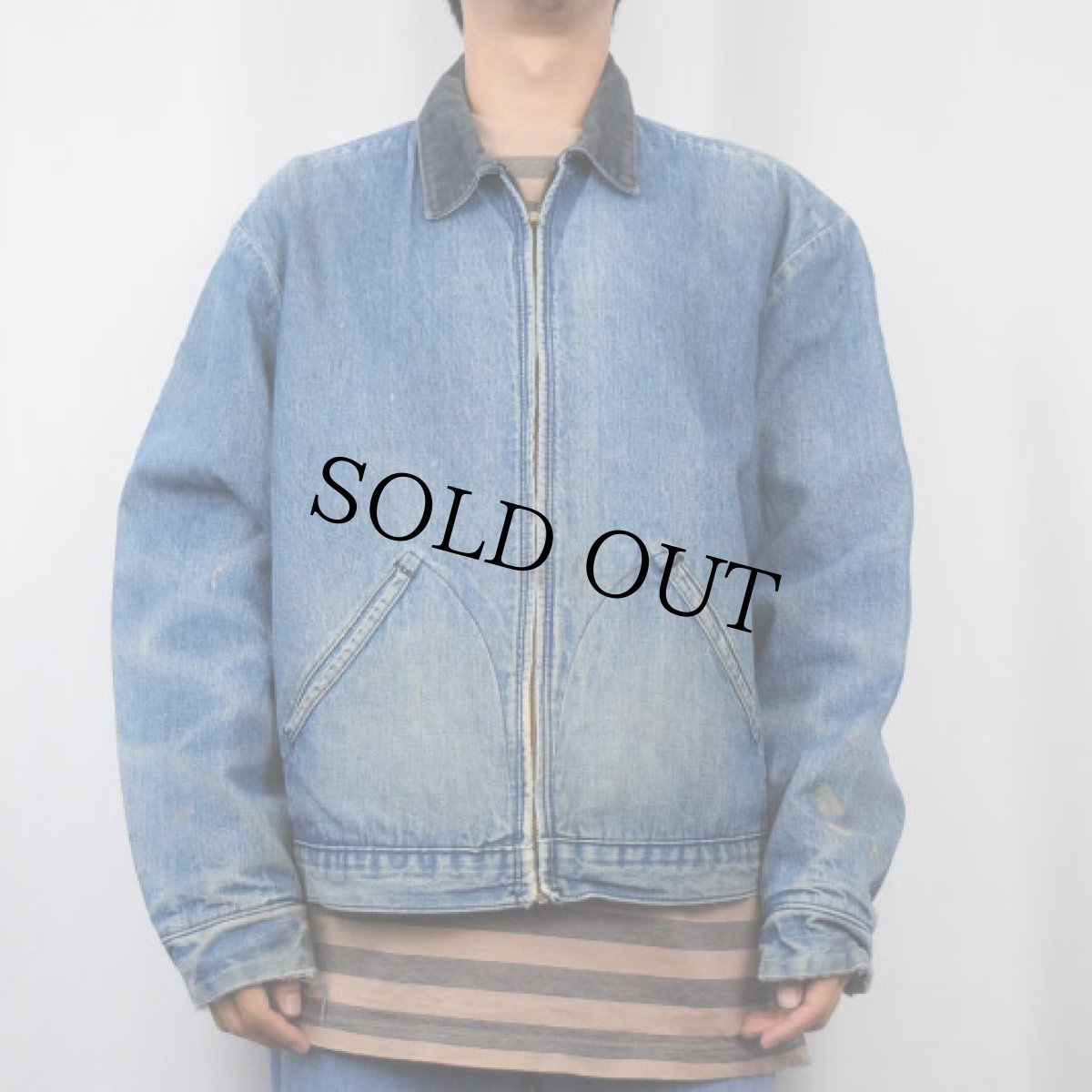 画像2: 70〜80's BIG BEN USA製 ブランケットライナー デニムジップジャケット SIZE48 (2)