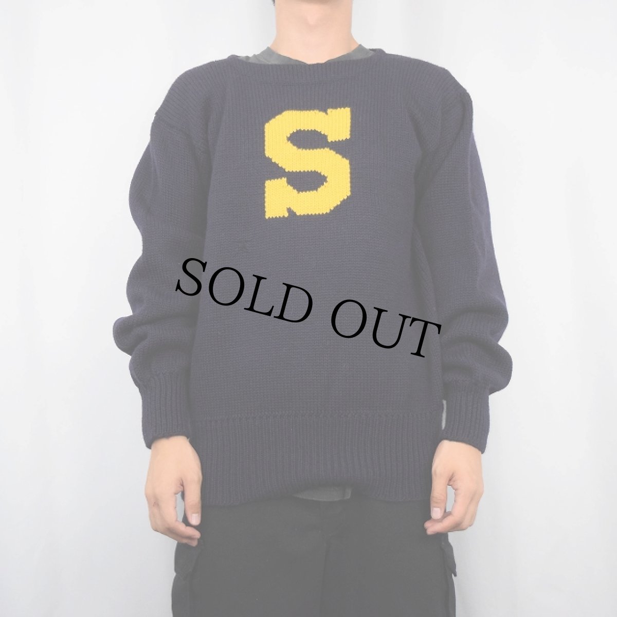 画像2: 60's RECKNIT レタードニットセーター NAVY (2)