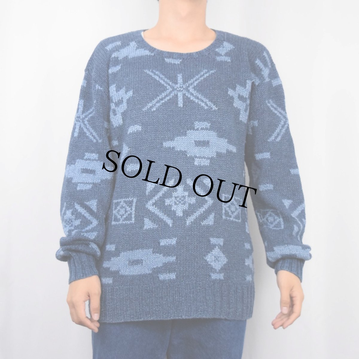 画像2: POLO Ralph Lauren "HAND KNIT" ネイティブ柄 コットンニットセーター L (2)