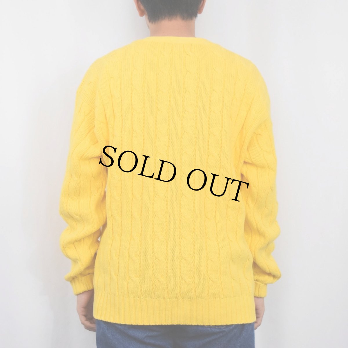 画像3: POLO Ralph Lauren ケーブル編み コットンニットカーディガン L (3)