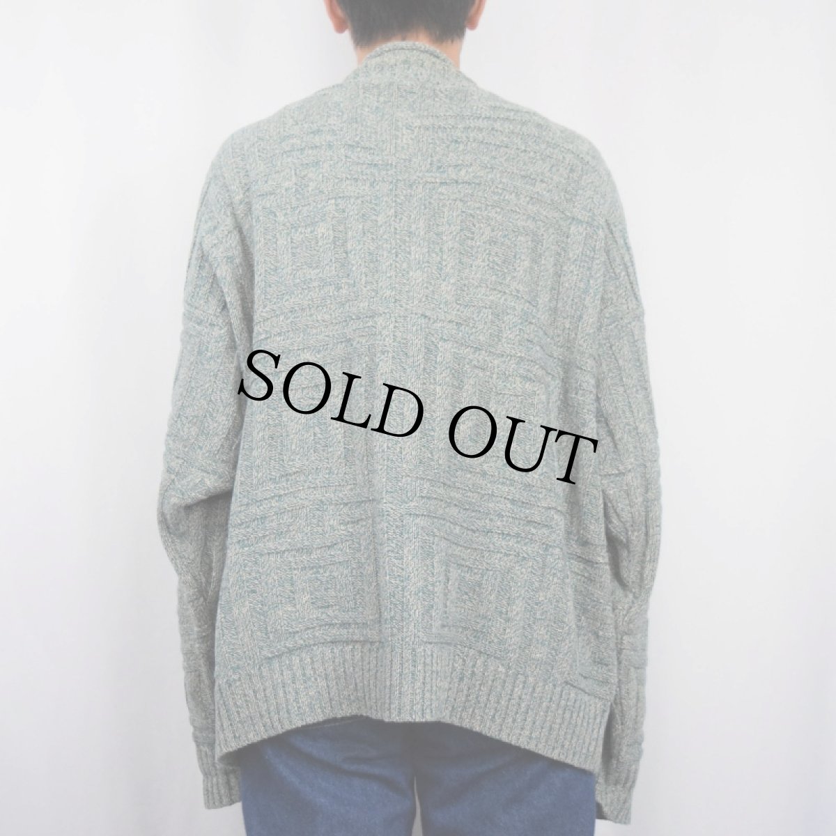 画像3: 90's Eddie Bauer 柄織り ロールネック コットンニットセーター L (3)