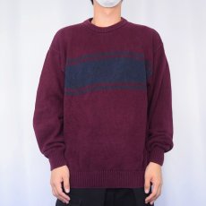 画像2: croft&barrow ボーダー柄 コットンニットセーター L (2)